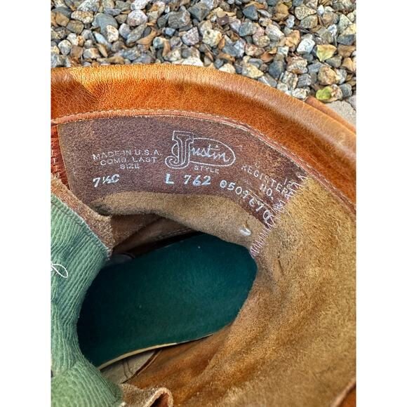 Vintage Justin 762 Brown Leather Lace-Up Original Work Kiltie Boots size 7.5 C - Picture 8 of 16